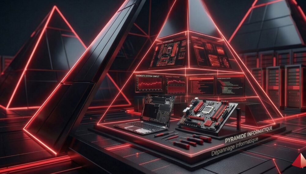 Technicien réalisant un dépannage informatique professionnel sur un serveur d'entreprise